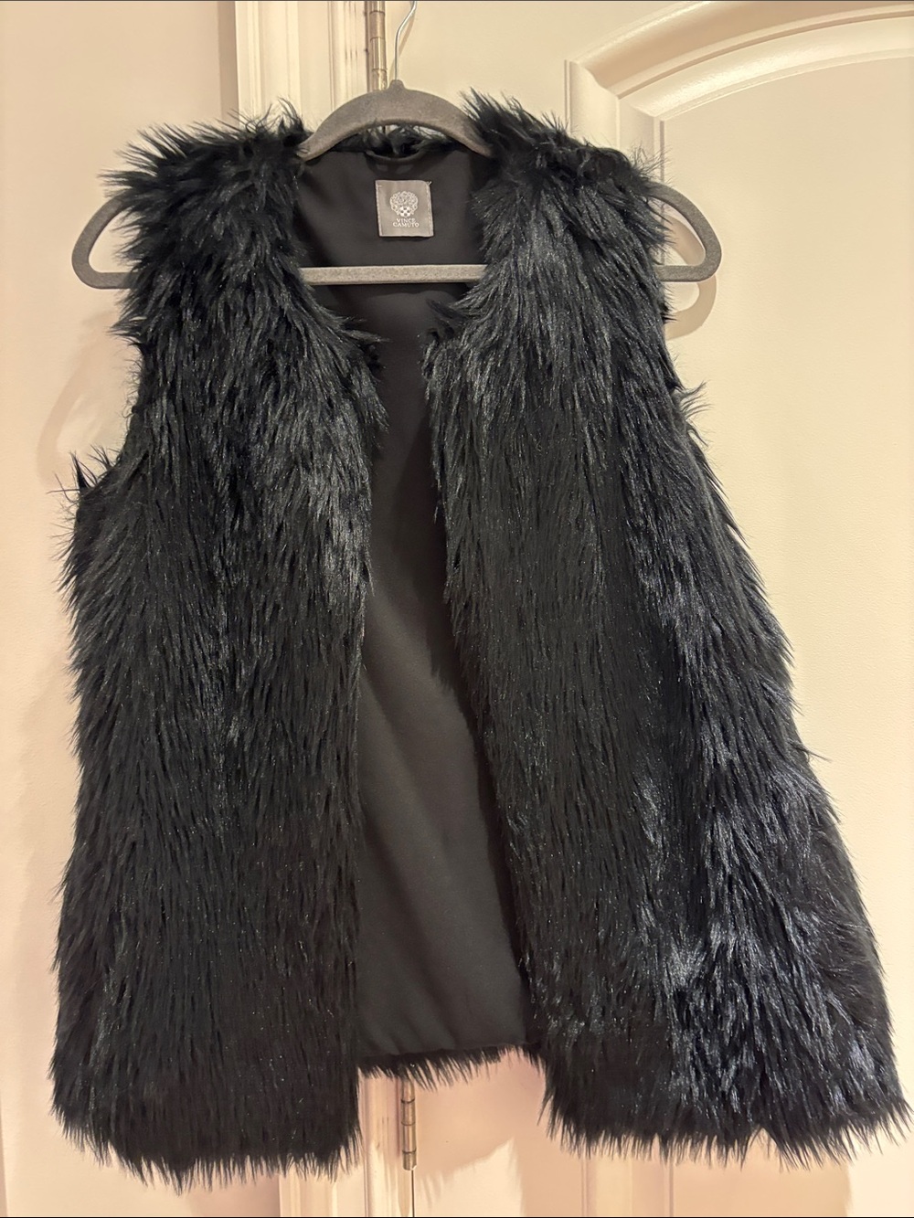 Vince Camuto Black Faux Fur Sleeveless Vest